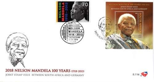 South Africa - 2018 Centenary of Birth of Nelson Mandela Germany Joint Issue FDC 8.114