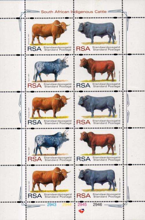 South Africa - 1997 Indigenous Cattle Sheet MNH SACC 1056-1059