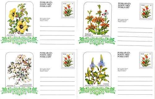 Venda - 1979 Flowers 3c Postcard Set