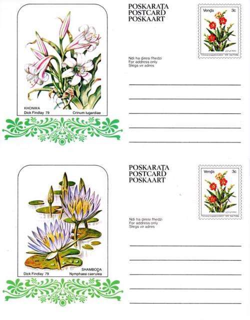 Venda - 1979 Flowers 3c Postcard Set