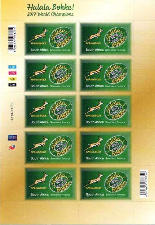 South Africa - 2020 2019 Rugby World Cup Champions Sheet MNH