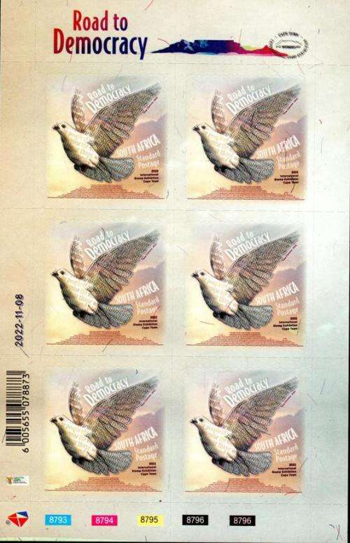 South Africa - 2022 Road to Democracy Original Printing Sheet White Back MNH