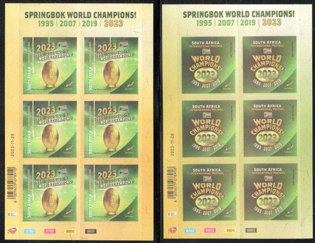 South Africa - 2023 Rugby World Cup Champions Sheet Set MNH