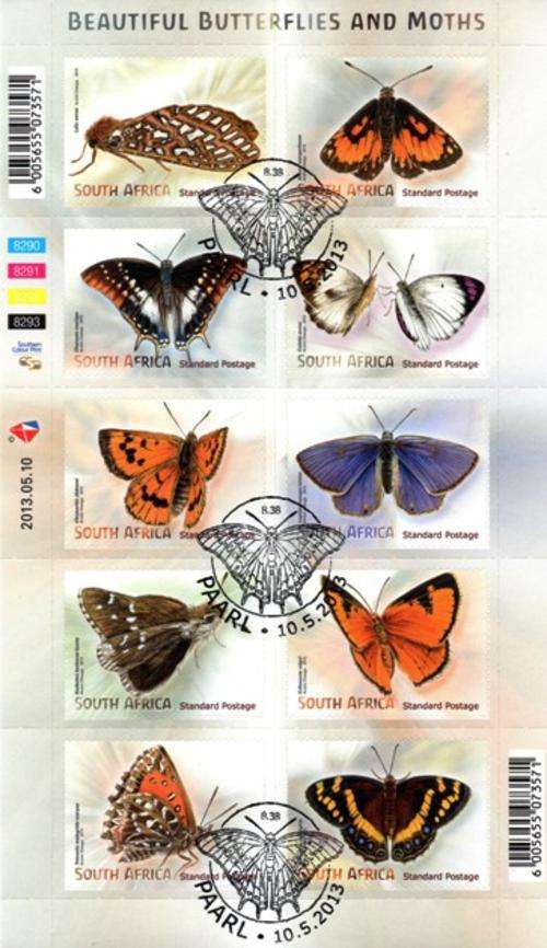 South Africa - 2013 Butterflies and Moths Sheet Used