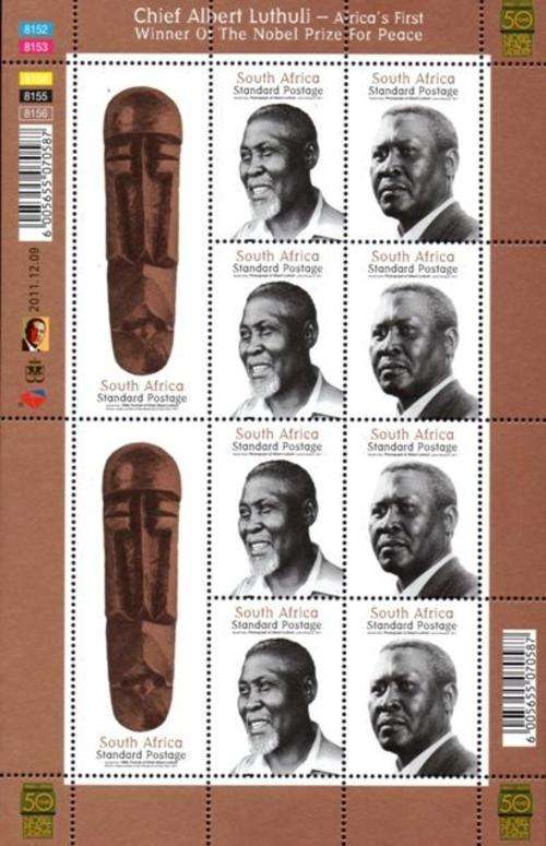South Africa - 2011 Chief Albert Luthuli Nobel Peace Prize Sheet MNH