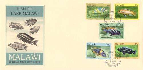 Malawi - 1984 Definitive Cichlids [ Fish ] FDC Set