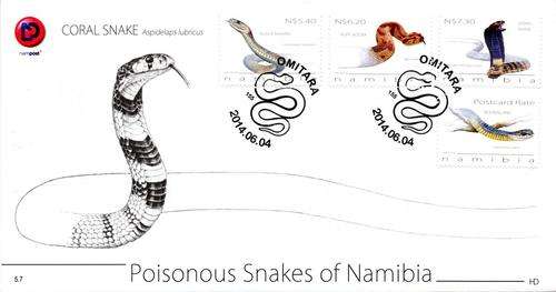 Namibia - 2014 Poisonous Snakes FDC 5.7