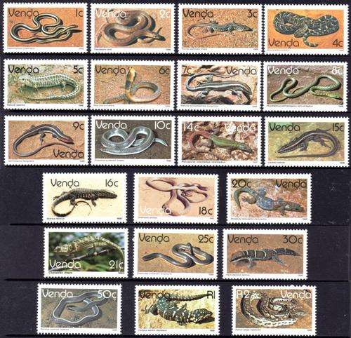 Venda - 1986 Reptiles Set incl. Additional Values MNH