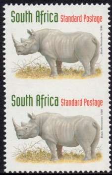 South Africa - 1998 Redrawn 6th Definitive Rhino imperf Pair MNH SACC 1171 (1163)