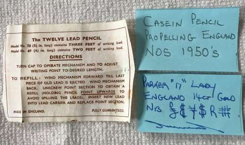 Pen Parker 17 Lady & Vintage Casein Propelling Pencil England