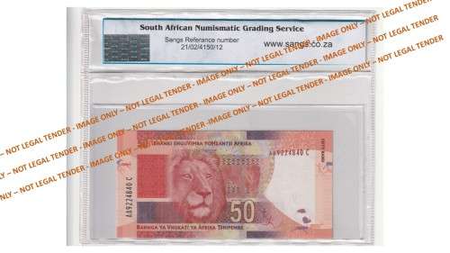 Graded 2012 50 Rand Gill Marcus 2nd Issue (AA92)  SANGS 68 Superb Gem Uncirculated