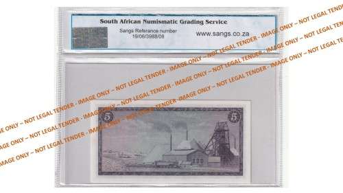 Graded 1975 5 Rand TW De Jongh 3rd Issue A/E (F281)  SANGS 65 Gem Uncirculated