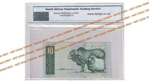 Graded 1981 10 Rand GPC De Kock 1st Issue A/E (C3/22)  SANGS 64 Choice Uncirculated