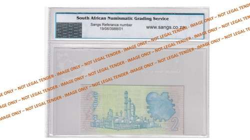 Note Centering is off - Graded 1983 2 Rand GPC De Kock 2nd Issue A/E (AR07)  SANGS 64 Choice Unc