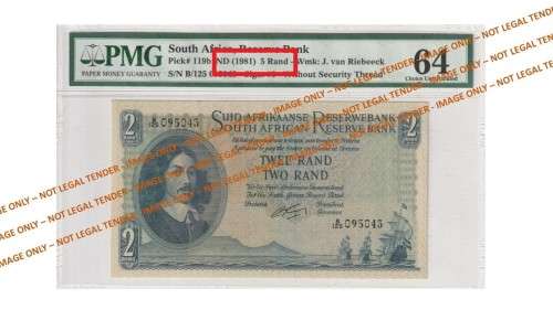 Error in PMG Grading 1962 R2 as 1981 R5 - Graded 1962 2 Rand G Rissik 1st Issue A/E (B125)  PMG 64
