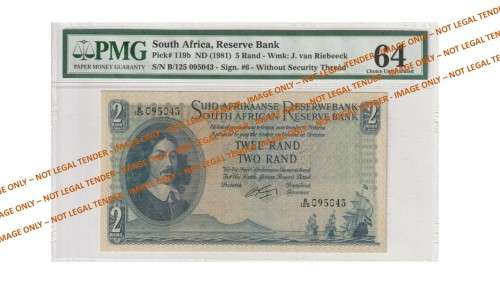 Error in PMG Grading 1962 R2 as 1981 R5 - Graded 1962 2 Rand G Rissik 1st Issue A/E (B125)  PMG 64