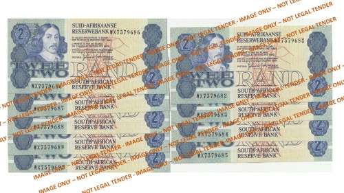 1989 2 Rand GPC De Kock 3rd Issue Replacement A/E (WX73 82-90)  9 Notes