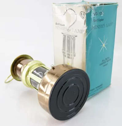 Original Boxed Brass and Copper Vintage Miners Lamp