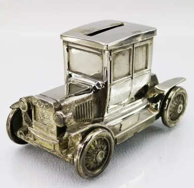 Detailed Silver-plated Model T Ford Savings Bank