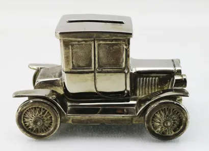 Detailed Silver-plated Model T Ford Savings Bank