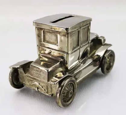 Detailed Silver-plated Model T Ford Savings Bank