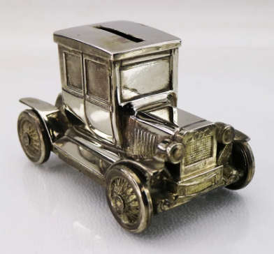 Detailed Silver-plated Model T Ford Savings Bank