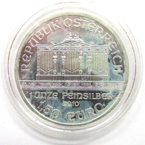 2010 Austria Silver Coin 1.5 Euro (1 Fine oz Silver .999) Vienna Philharmonic