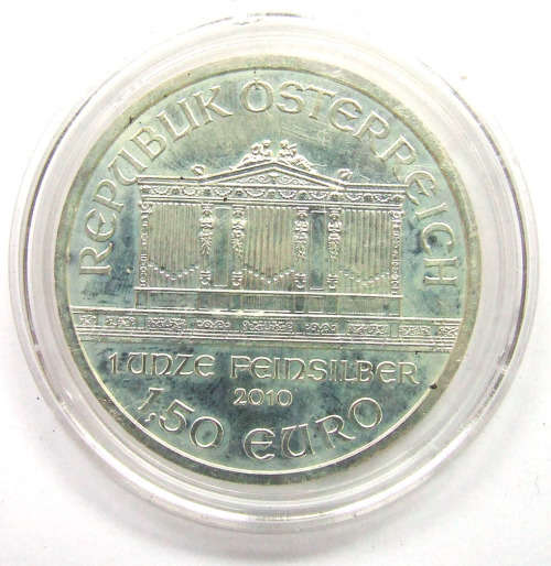 2010 Austria Silver Coin 1.5 Euro (1 Fine oz Silver .999) Vienna Philharmonic