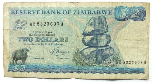 1983 Zimbabwe 2 Dollar Note