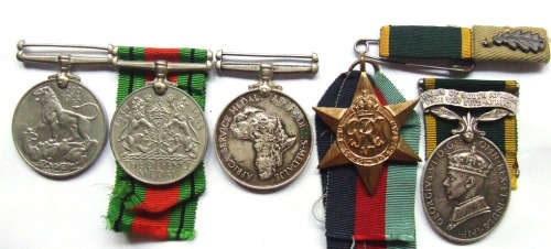 WWII Medal Set with "For Efficient Service Medal" with Bar & Leaf