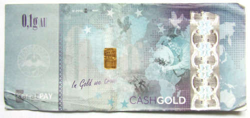 KaratPay Cash Gold Note with 0.10gram Pure gold bar (999.9)