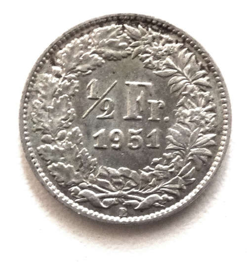 1951 Switzerland Half Franc