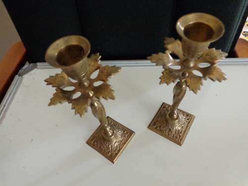 SOLID BRASS CANDLE-HOLDERS SEE SCANS