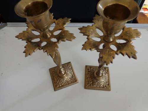 SOLID BRASS CANDLE-HOLDERS SEE SCANS