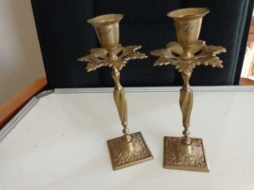 SOLID BRASS CANDLE-HOLDERS SEE SCANS