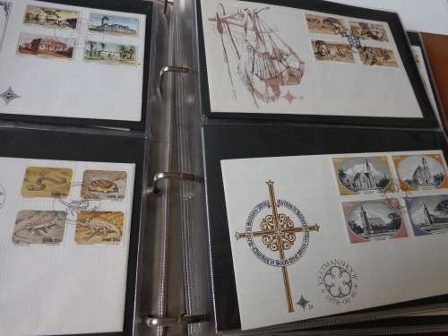 BROWN ALBUM WITH 68 FDCs OTHER .SEE SCANS NEAT CONDITION.(estate)