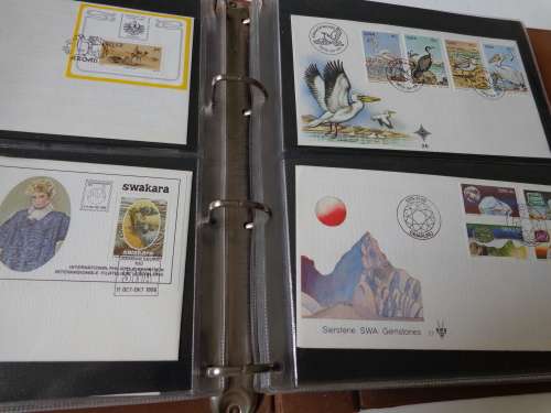 BROWN ALBUM WITH 68 FDCs OTHER .SEE SCANS NEAT CONDITION.(estate)