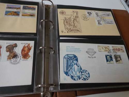 BROWN ALBUM WITH 68 FDCs OTHER .SEE SCANS NEAT CONDITION.(estate)