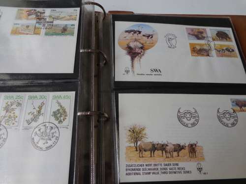 BROWN ALBUM WITH 68 FDCs OTHER .SEE SCANS NEAT CONDITION.(estate)