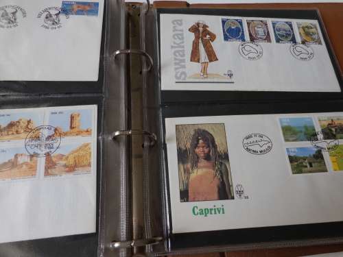 BROWN ALBUM WITH 68 FDCs OTHER .SEE SCANS NEAT CONDITION.(estate)