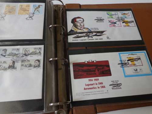 BROWN ALBUM WITH 68 FDCs OTHER .SEE SCANS NEAT CONDITION.(estate)