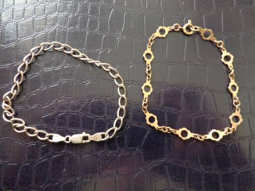 2 X BANGLES SILVER AND GOLD SEE SCANS READ ON.