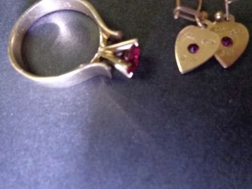 GOLD RING AND EARRING SET..SEE SCANS READ ON