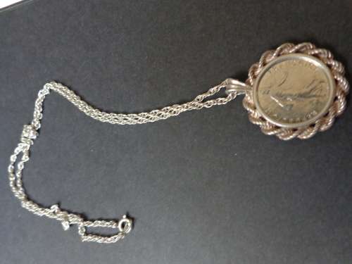 SILVER NECLACE WITH FRENCH SOWER PENDANT.SEE SCANS READ ON.