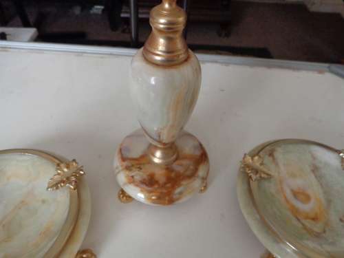 MARBLE MIRROR ASHTRAYS  SET  SEE SCANS READ ON