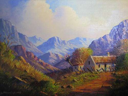 Homestead in the Mountains. by LES. ALBERTYN.840X670.frmd+cert.o.a