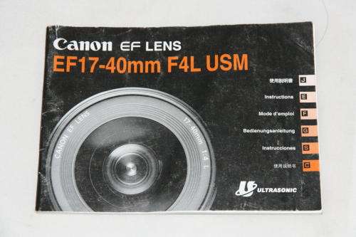 Canon EF 17-40mm f/4 L USM Instruction Manual