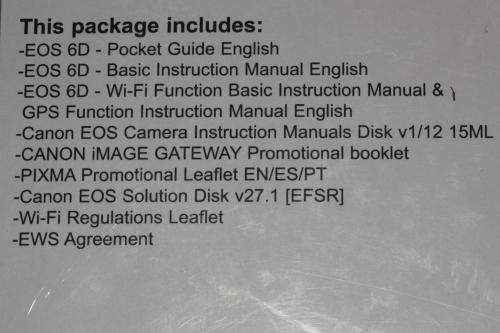 Canon EOS 6D Instruction Manual and CD pack