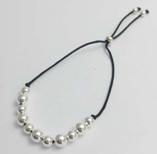 *GORGEOUS* BRACELET WITH BLACK ROPE AND 925 STERLING SILVER BALLS (ADJUSTABLE)
