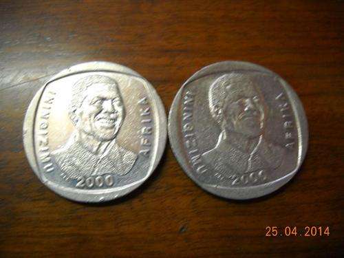 2 x Smiley Mandela 2000 R5 Coins Plus a Madiba 46664 Limited Edition Comic